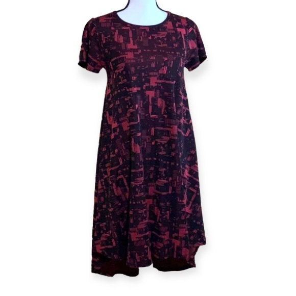 LulaRoe Carly Back and Red Abstract Print Swing Dress Size XXS - Picture 10 of 14